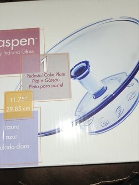Indiana Glass Aspen Pedestal Cake Plate - Azure Blue